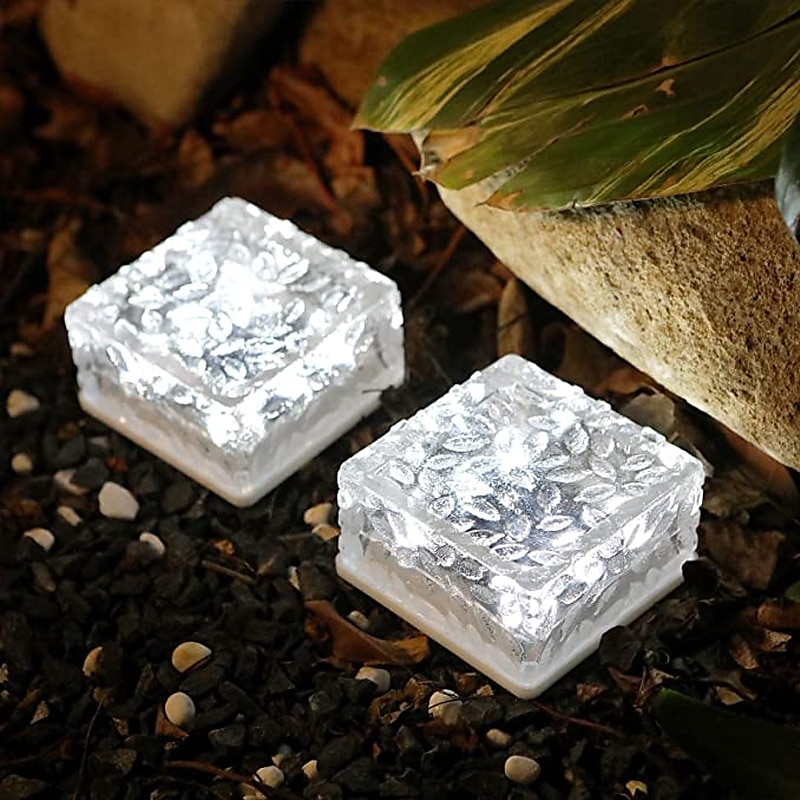Luci solari per pavimentazione in mattoni 2 pezzi per esterni a led cubetti di ghiaccio luce paesaggistica impermeabile per piastrelle da pavimento per giardino patio passaggio stagno decorazione del 2025 a $27.99 –P6