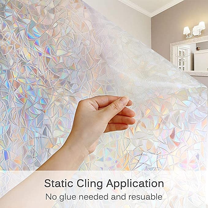 pellicola per la privacy delle finestre, pellicola per finestre arcobaleno, adesivo in vetro colorato rimovibile, pellicola per finestre con controllo del calore per decorazioni, argento del 2025 a $9.49 –P2