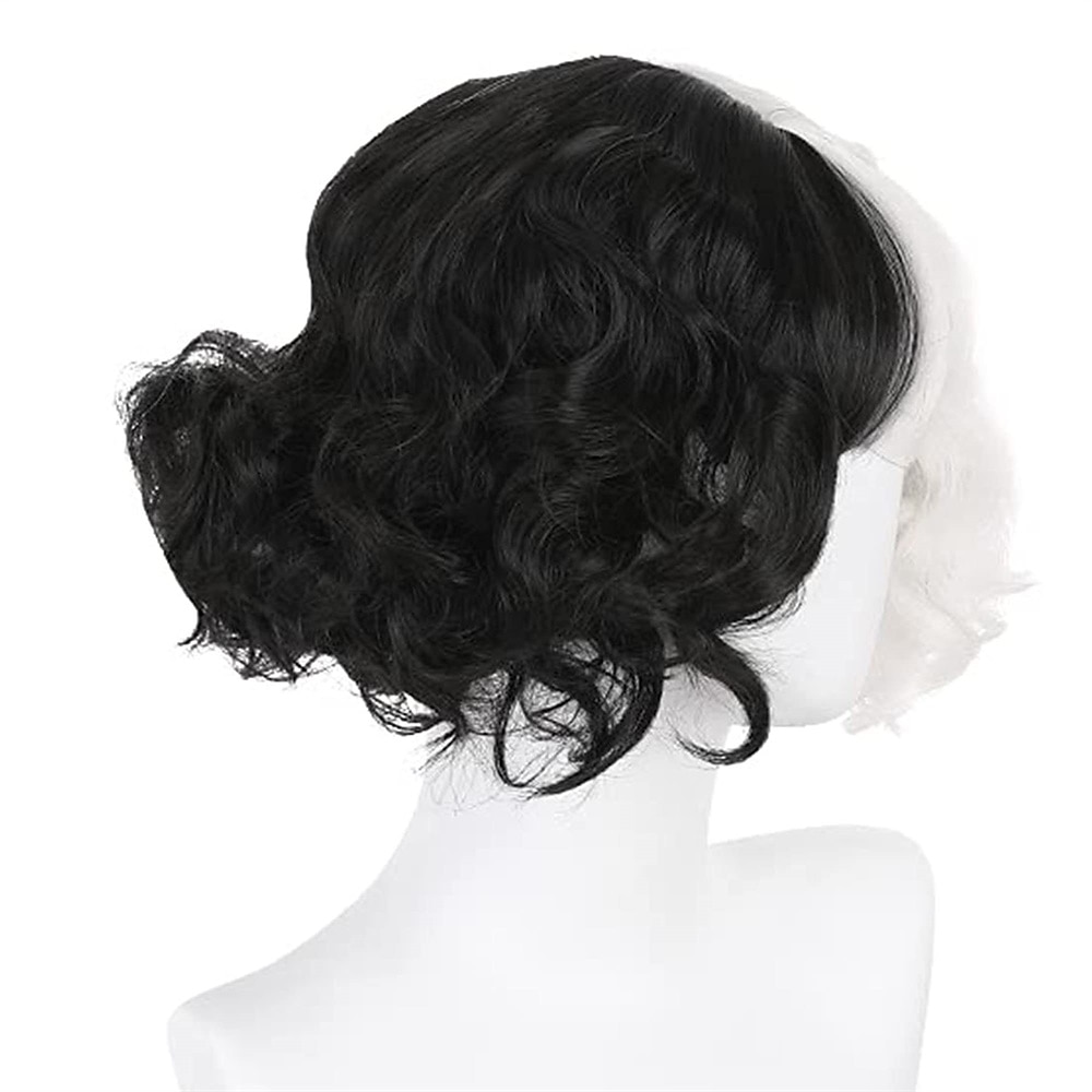 perucă cosplay jumătate albă și neagră perucă cosplay joc de rol peruci de petrecere pentru femei peruci de halloween 2025 - $17.99 –P9
