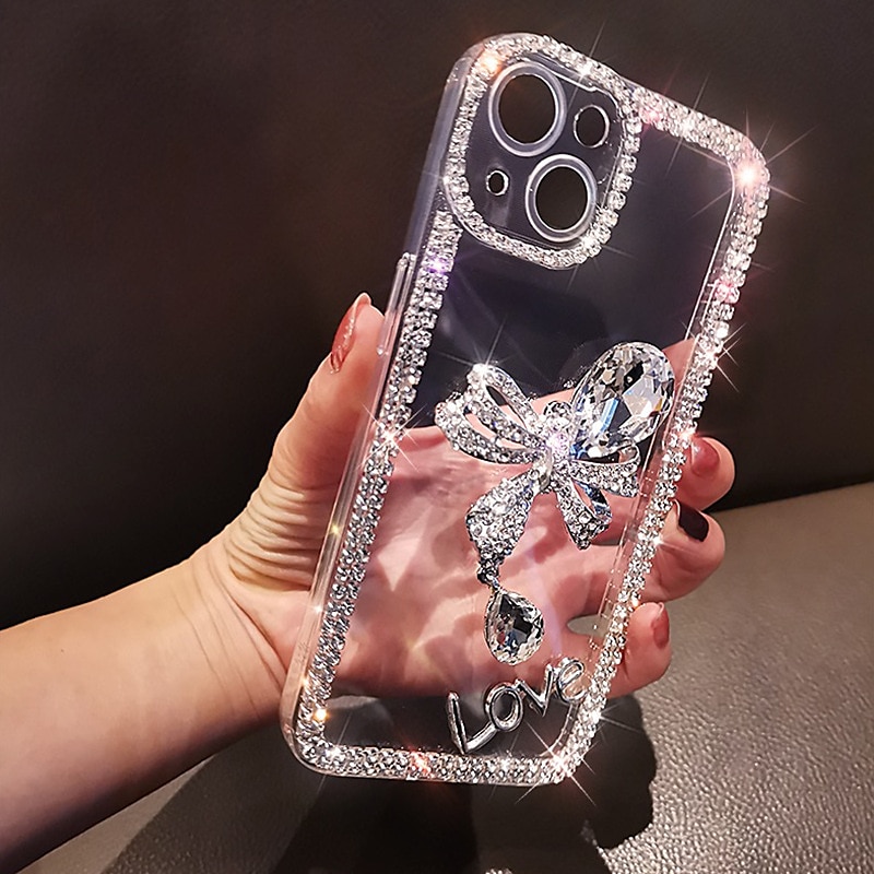 Чехол для iPhone 16e iPhone 15 Pro Max Plus iPhone 14 13 12 11 Pro Max Mini X XR XS Max 8 7 Plus Защитный чехол кристально чистый для женщин девочек блестящий блестящий ударопрочный бабочка с 2025 - $15.99 –P3