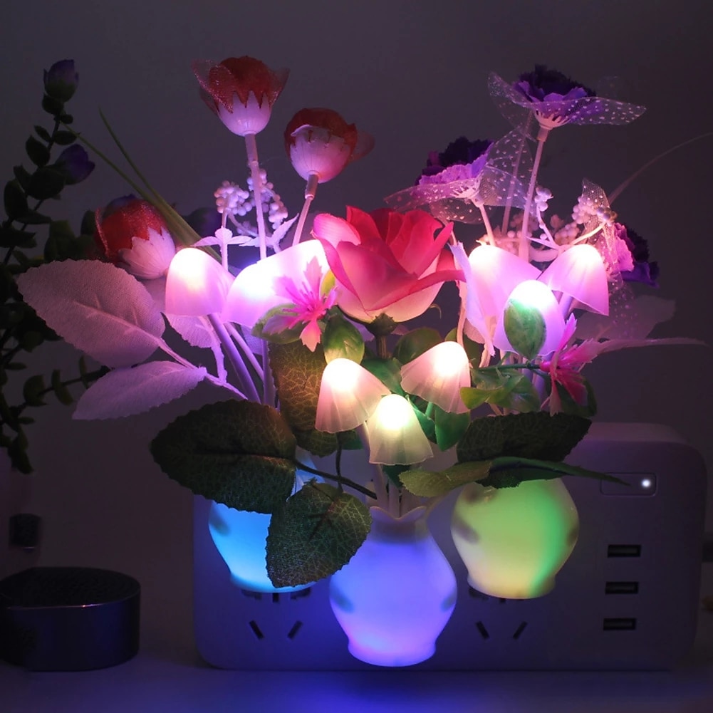 Conectare cu led lumina de noapte senzor automat de amurg pana la zori lampa de economisire a energiei lumina de noapte de vis flori de trandafir ciuperci lumini de noapte pentru dormitor baie camera de zi bucatarie hol 2025 - $8.49 –P2