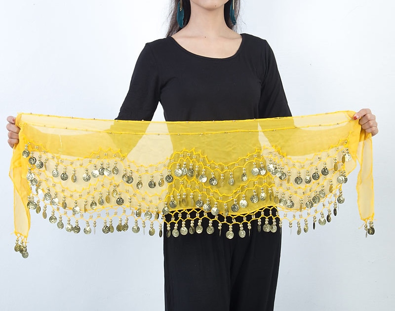 Belly Dance Hip Scarf Coin Sequin Women's Training Chiffon / Ballroom Gold Coin Belt 2025 - $8.49 –P9
