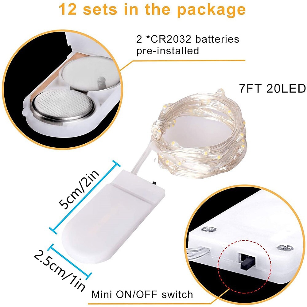 100 Pack Fairy  Lights Battery Operated 7Ft 20 Led Waterproof Mini Firefly String Lights with Flexible Silver Wire for Wedding Centerpieces Mason Jar Craft  Garlands Party Decorations 2026 - $16.49 –P1