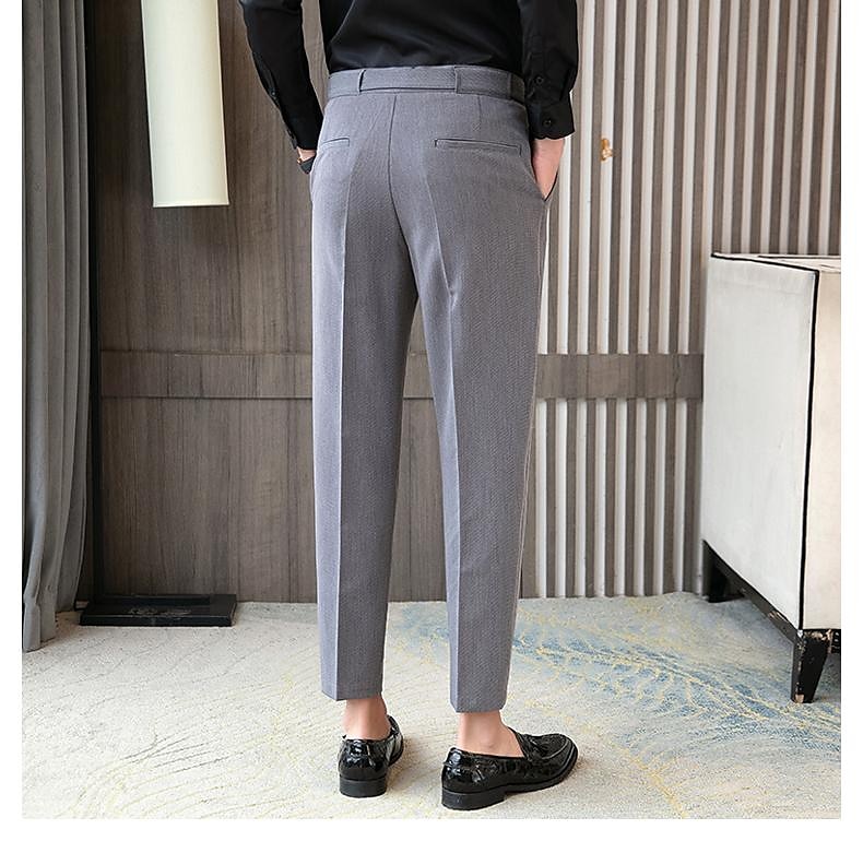 Voor heren Afstuderen Pakken Broek Geplooide broek Kostuumbroek Zak Hoogte stijging Effen Kleur Comfort Zacht liiketoiminta Dagelijks Elegant Vintage Zwart Wit Hoge taille 2025 - $46.99 –P19