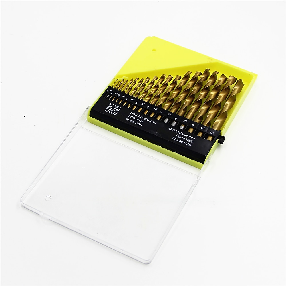 19pc/lot 1mm-10mm Titanium Metalworking Hard Metal HSS Twist Drill Bit Set For Drilling Stainless Steel 2025 - $16.99 –P11