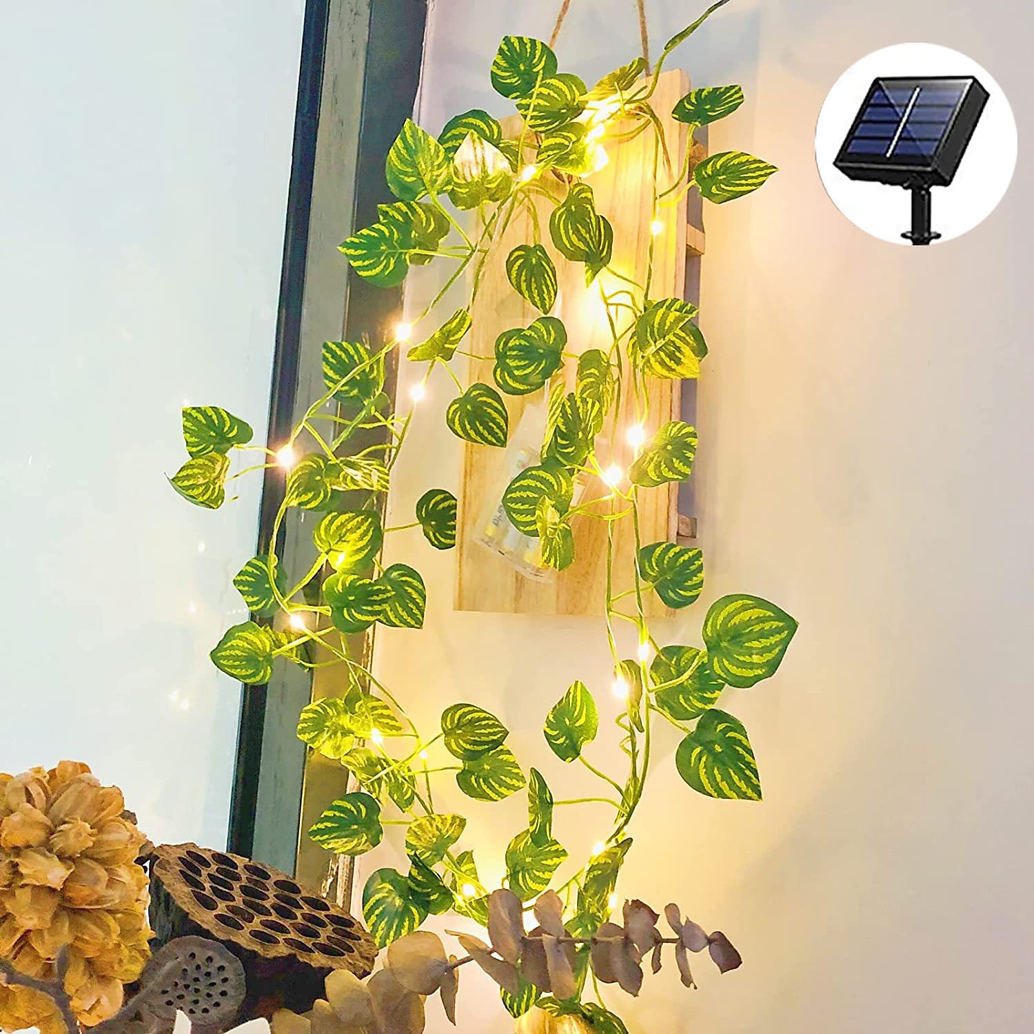 ghirlande solare de iederă artificială lumini suspendate pentru decorarea grădinii 2m 20 led-uri în aer liber ip65 frunze rezistente la apă lumini de zâne curte acasă balcon terasă vacanță nunta 2025 - $18.49 –P1