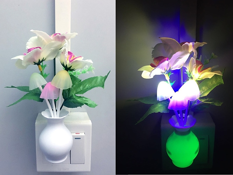 Conectare cu led lumina de noapte senzor automat de amurg pana la zori lampa de economisire a energiei lumina de noapte de vis flori de trandafir ciuperci lumini de noapte pentru dormitor baie camera de zi bucatarie hol 2025 - $8.49 –P9