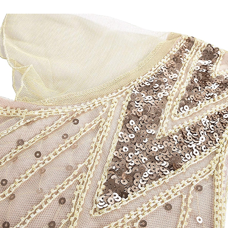 Rugido 20s 1920s Maxi Hasta el Tobillo Vestidos Vestido de noche Vestido de fiesta de graduación Normal Mangas cortas El gran Gatsby charlestón Invitado a la boda Lentejuelas Geométrico Corte 2026 - $56.99 –P13