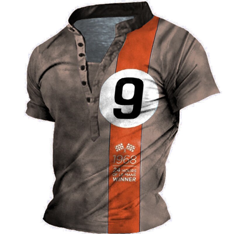 Herr Grafisk Färgblock Bokstav T-shirt Henleytröja T-shirts Kortärmad 3D-tryck Designer Grundläggande Ledigt Utomhus Dagligen Sport Sommar Blå Purpur Brun Grön Hög krage Henley T-shirt 2026 - $22.99 –P2