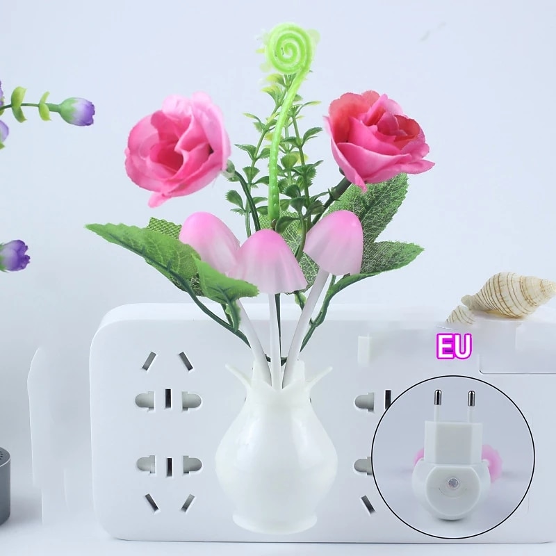 Conectare cu led lumina de noapte senzor automat de amurg pana la zori lampa de economisire a energiei lumina de noapte de vis flori de trandafir ciuperci lumini de noapte pentru dormitor baie camera de zi bucatarie hol 2025 - $8.49 –P10