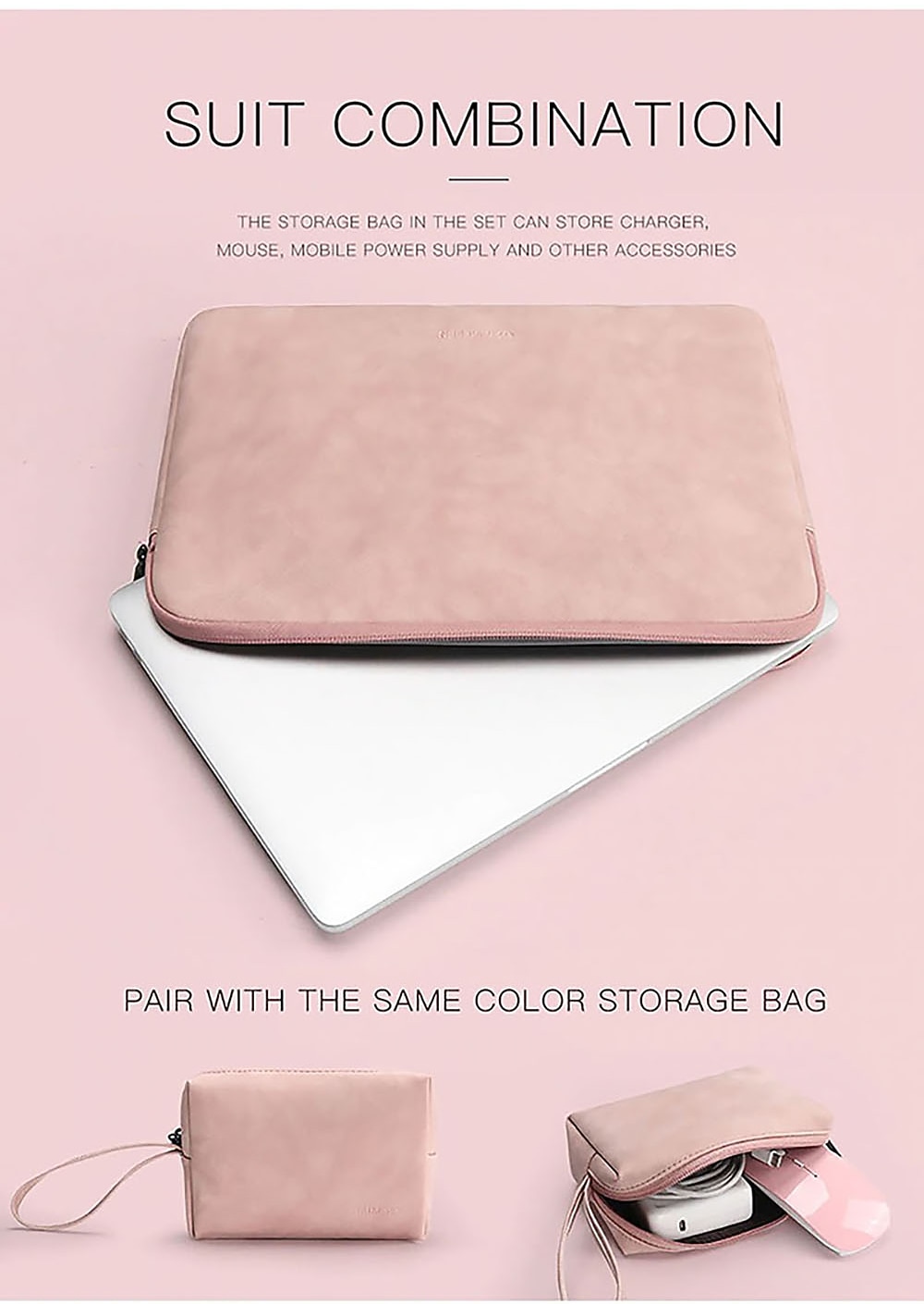laptop sleeves litbest 10" 12" 14" veske til bærbar PC, kompatibel med macbook, hp, dell, lenovo, asus, acer, chromebook notebook, vanntett støtsikker pu skinn solid farge, for kontor&amp; skoler 2026 - $22.99 –P10