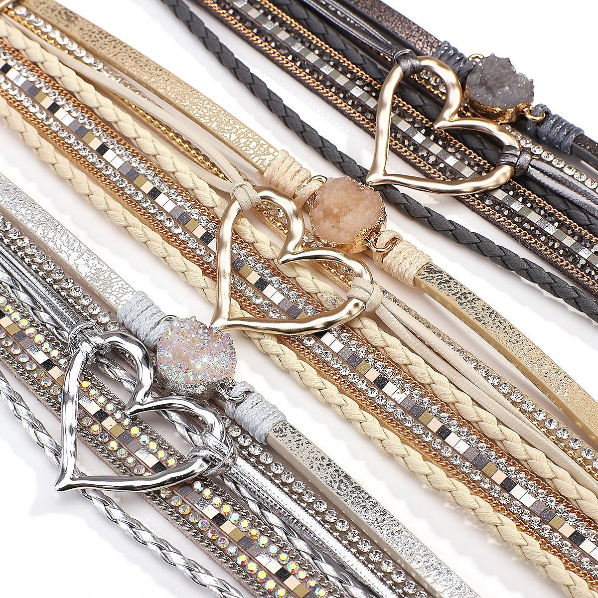 1pc Magnetverschluss Boho Wickelarmbänder Ledermanschette Armreif Perlenarmbänder für Frauen stapelbar Unendlichkeitsarmbänder Schmuck 2025 - $12.99 –P8