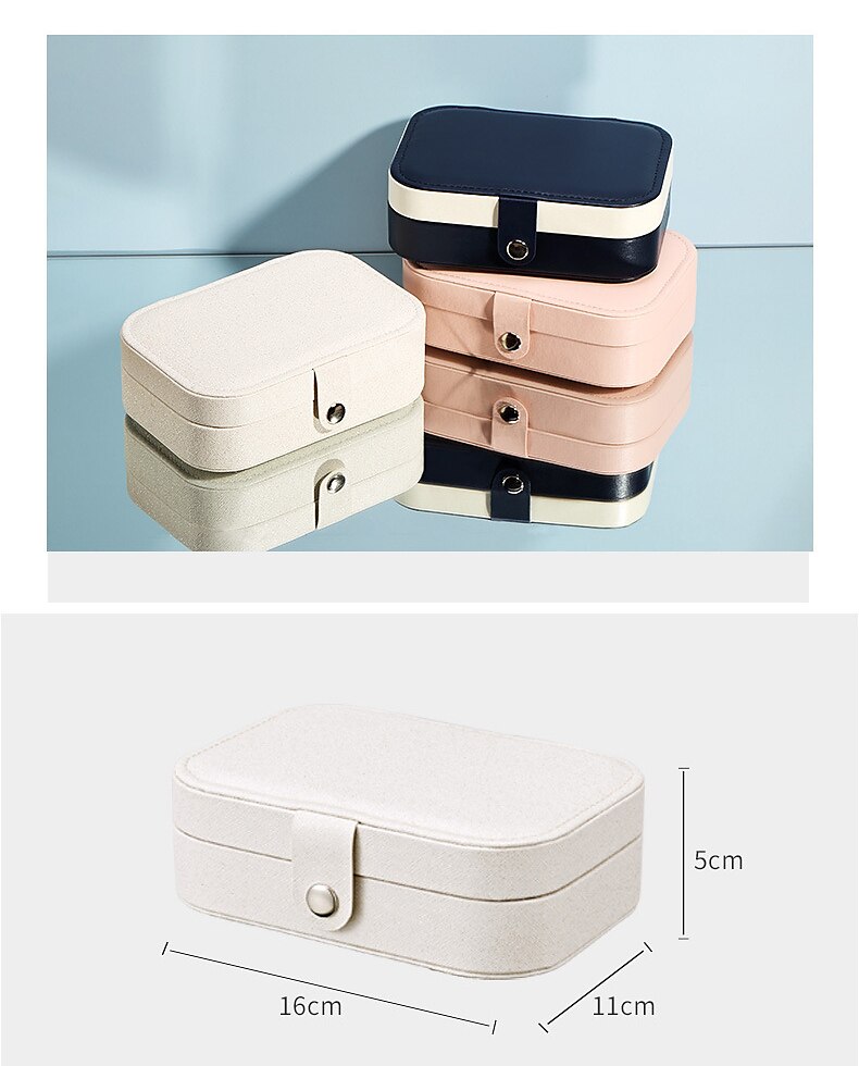 Travel Jewelry Box, PU Leather Small Jewelry Organizer for Women Girls,  Double Layer Portable Mini Travel Case Display Storage Holder Boxes for  Stud