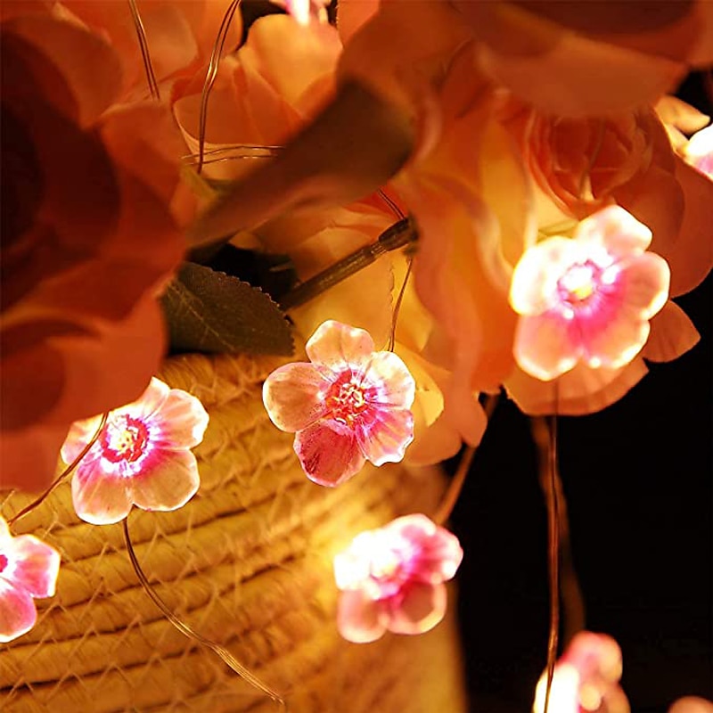 solenergi kirsebærblomst lysstreng 4m 40led utendørs vanntett hage fe lys jule bryllupsfest uteplass helligdager balkong hjem dekorasjon 8 modus belysning 2025 - $23.99 –P3