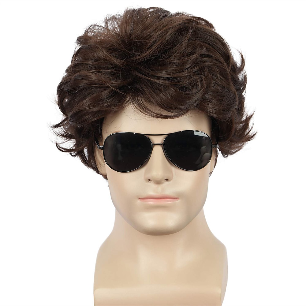 parrucca da uomo divertente parrucca da uomo corta riccia marrone parrucche anime cosplay parrucca di capelli cosplay parrucche di halloween del 2025 a $20.99 –P10
