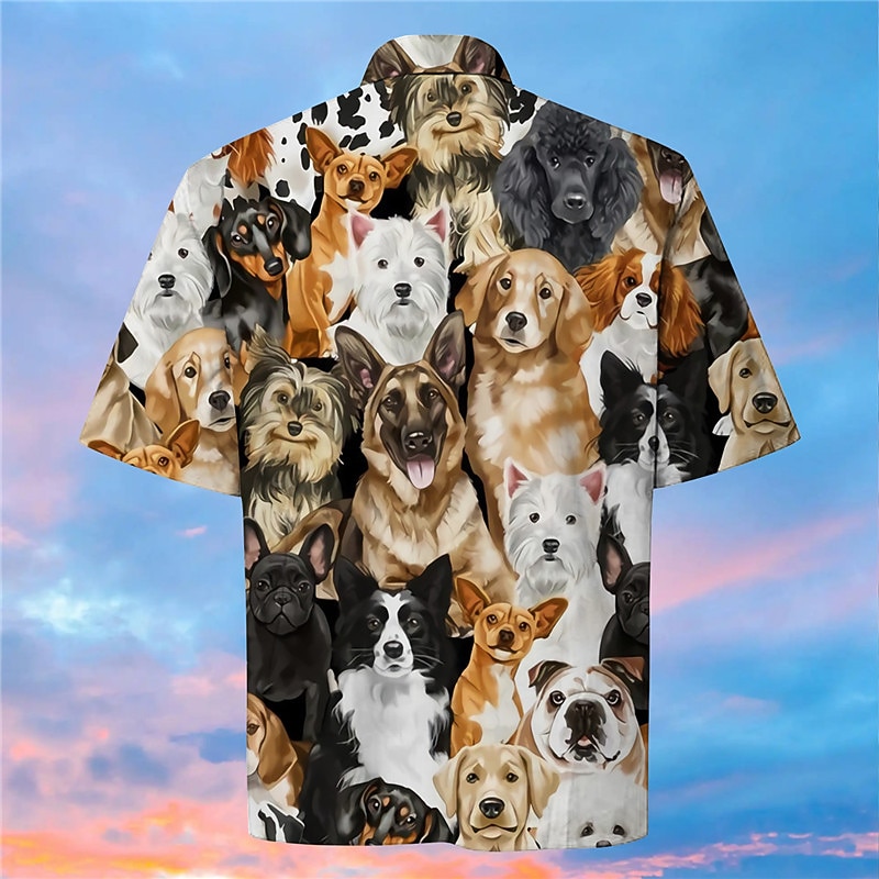 Per uomo Animali Con cagnolino Camicia Camicia con bottoni Manica corta Di tendenza Originale Informale Esterno Informale Per eventi Estate Primavera Collo ripiegabile Stampa Bottone giù Nero del 2026 a $25.99 –P2