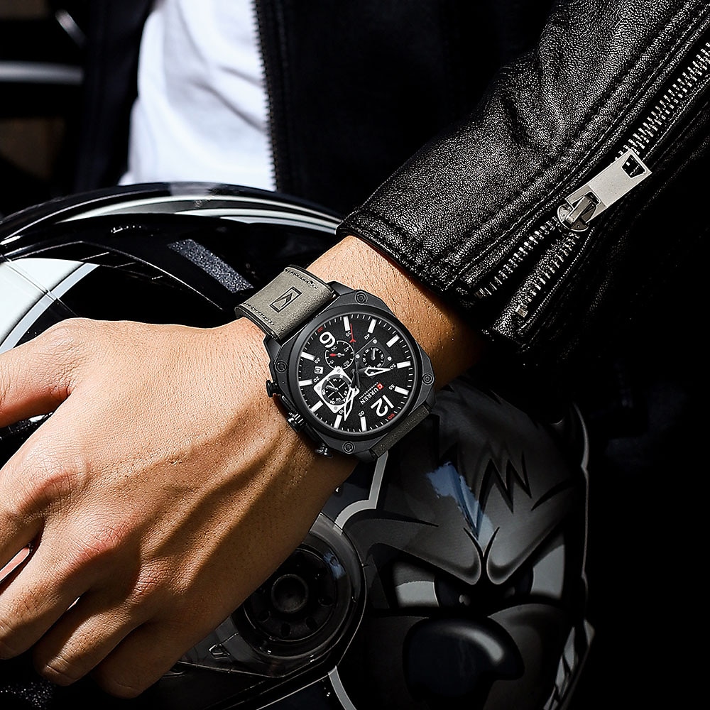 CURREN pánské digitální hodinky kalendář sportovní muži chronograf elektrické hodinky vojenské top značka luxusní pravá kůže pánské hodinky dárky pro otce 2025 - $31.99 –P7