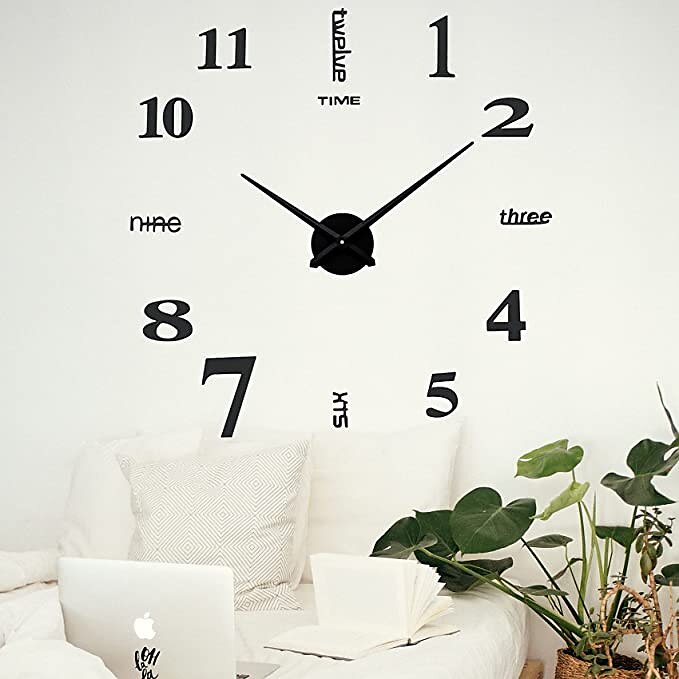 Frameless Large DIY Wall Clock, Modern 3D Wall Clock with Mirror Numbers Stickers for Home Office Decorations Gift 120X120cm 2025 - $10.99 –P2