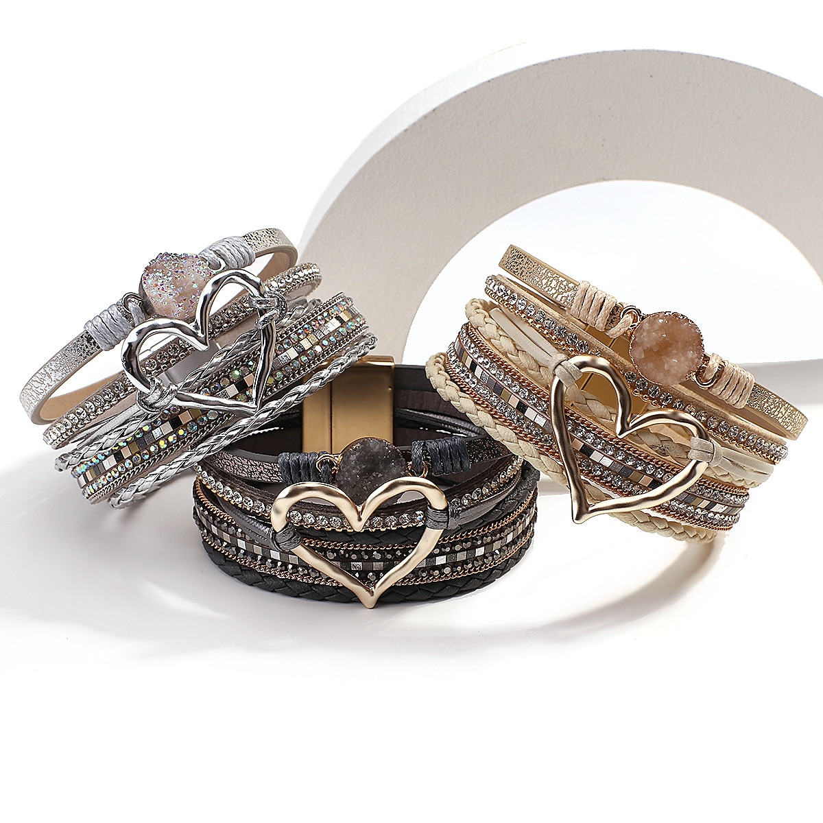 1pc Magnetverschluss Boho Wickelarmbänder Ledermanschette Armreif Perlenarmbänder für Frauen stapelbar Unendlichkeitsarmbänder Schmuck 2025 - $12.99 –P9