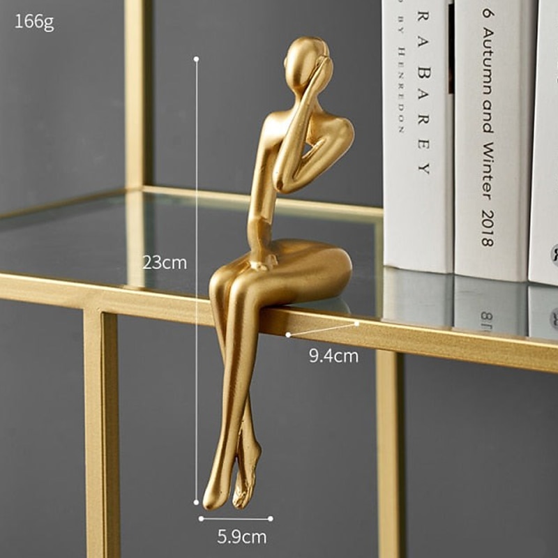 gyllen abstrakt figur ornament dekorative gjenstander harpiks moderne moderne for hjem dekorasjon gaver 1 stk 2025 - $22.99 –P12