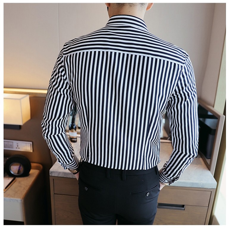 Men's Dress Shirt Button Down Shirt Striped Shirt Collared Shirt Wedding Work Black White Red Navy Blue Long Sleeve Collar Clothing Apparel 2025 - $20.99 –P4