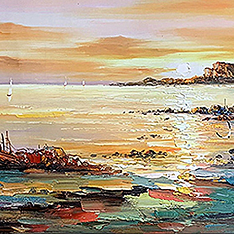 main peinture à l'huile toile mur art décoration abstrait paysage marin peinture coloré bord de mer coucher de soleil pour la décoration intérieure roulé sans cadre non étiré peinture de 2026 ? $159.99 –P1