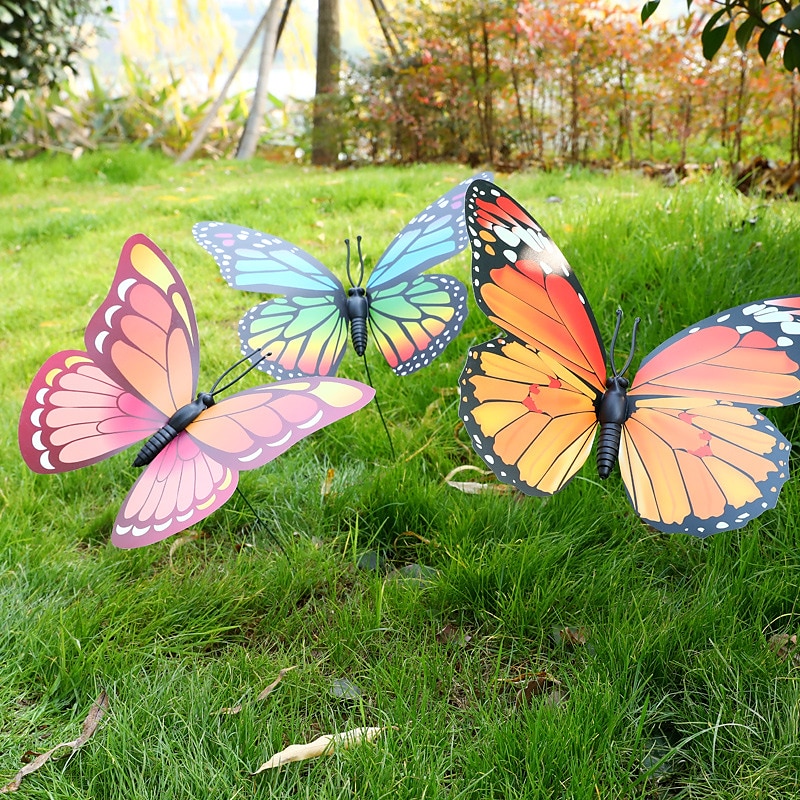 3 pièces 3d papillon artificiel pour décorations de jardin fausse simulation papillon piquets jardin plante pelouse décor extérieur art ornements de 2026 ? $23.99 –P1