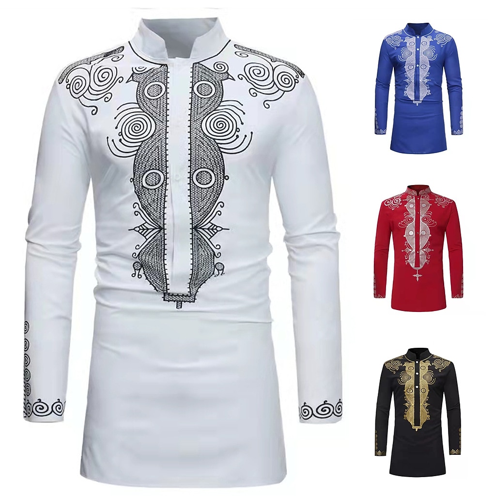 Herren Hemd Moderne afrikanische Outfits Afrikanischer Druck Dashiki Maskerade Erwachsene Hemd Party 2025 - $45.99 –P1