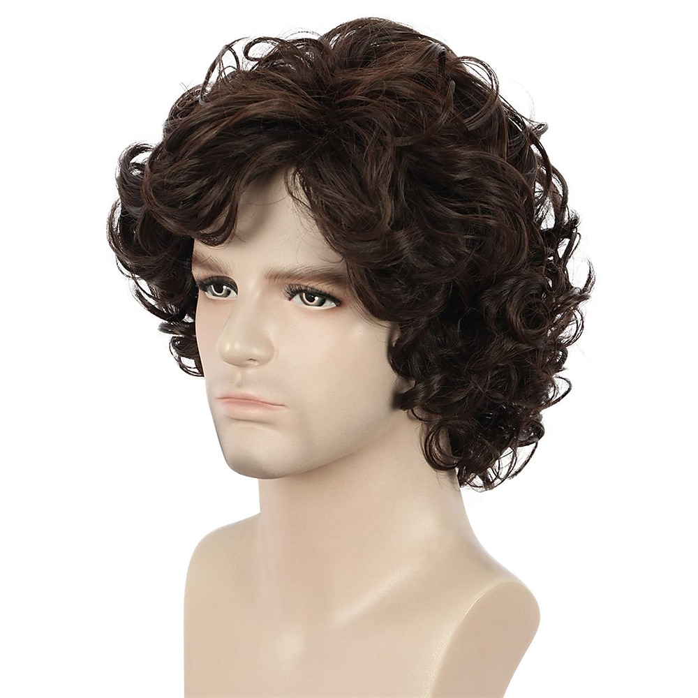 parrucca da uomo divertente parrucca da uomo corta riccia marrone parrucche anime cosplay parrucca di capelli cosplay parrucche di halloween del 2025 a $20.99 –P9