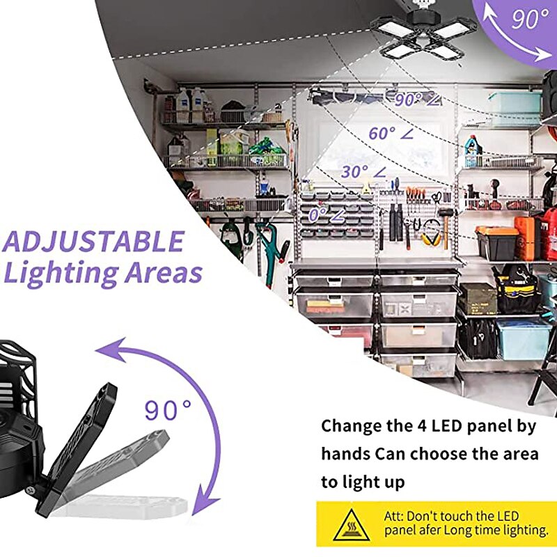 LED Garage Light 80W Transformable LED Garage Ceiling Light Shop Light For Garage Workshop Basement Lighting Support E26/E27 Screw Socket 2025 - $34.99 –P6
