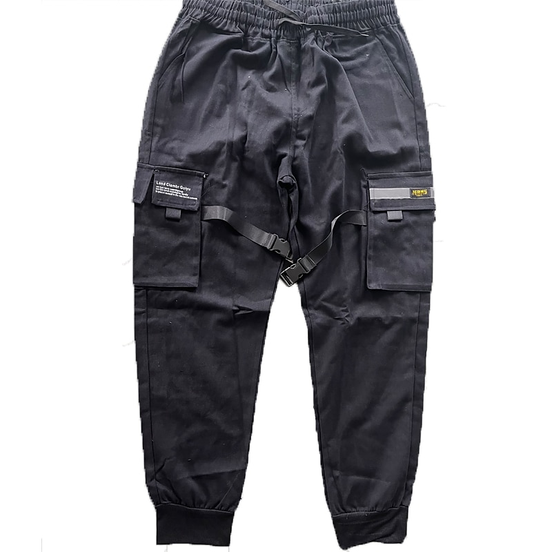 Men's Cargo Pants Cargo Trousers Joggers Techwear Drawstring Elastic Waist  Multi Pocket Plain Ankle-Length Casual Weekend Cotton Streetwear Hip Hop  Black 2024 - $20.99