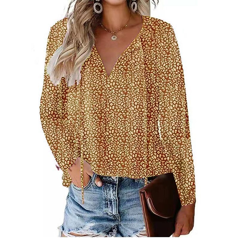 Per donna Camicia Camicia in pizzo Blusa Top eleganti Leopardo A pois Streetwear Informale Manica lunga A V Top regolari Informale Giornaliero Per eventi Lacci Stampa Nero Verde chiaro Rosa Vino Blu del 2025 a $5.99 –P6