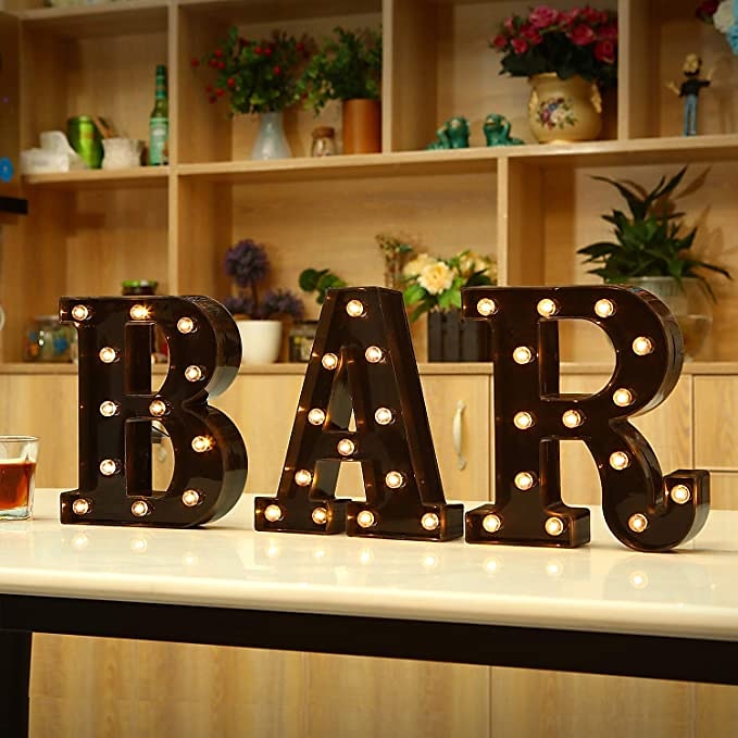 lettere a led luci 26 alfabeto & lampade arabe decorative nere a batteria per feste di matrimonio, compleanno, casa, bar (nero freddo) di nuova concezione del 2025 a $11.99 –P5