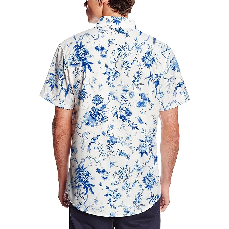 Voor heren Bloemig Tropische bloemen Bladeren Overhemd Hawaiiaans overhemd Aloha-shirt Korte Mouw Overhemd Strijkijzer Modieus Ontwerper Casual Buiten Straat Casual Geel Lichtgroen blauw 3D-afdrukken 2025 - $24.99 –P2