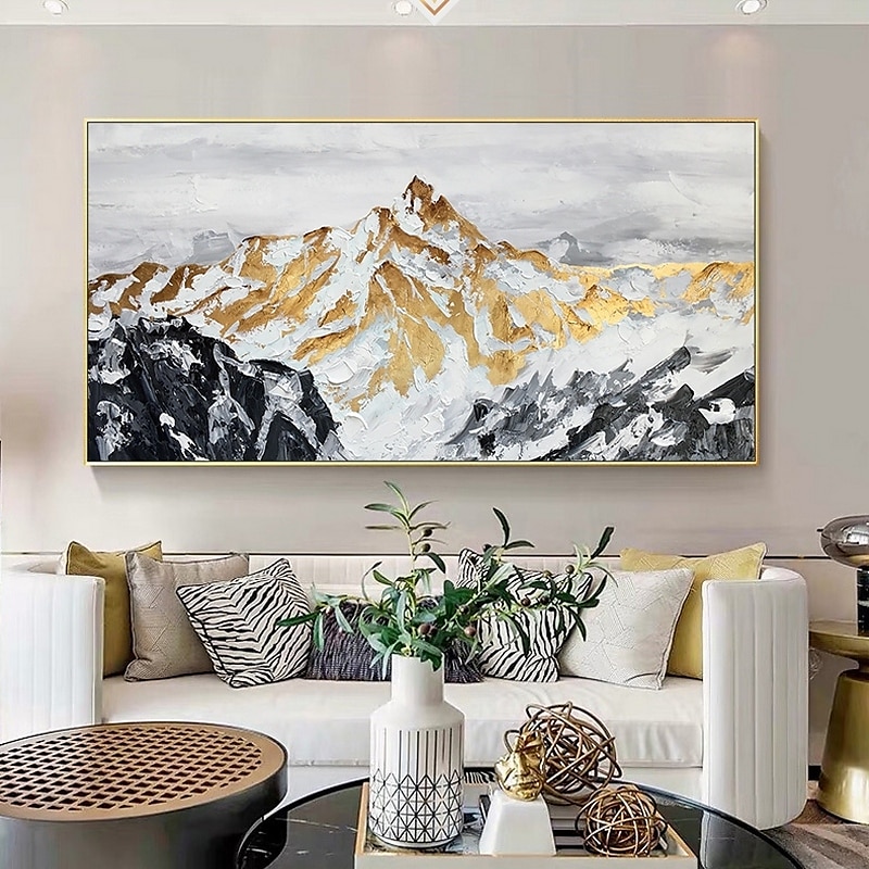 Handmade Hand Painted Oil Painting Wall Art  Large Size Contemporary Golden Mountains Home Decoration Decor Rolled Canvas No Frame Unstretched 2025 - $100.99 –P5