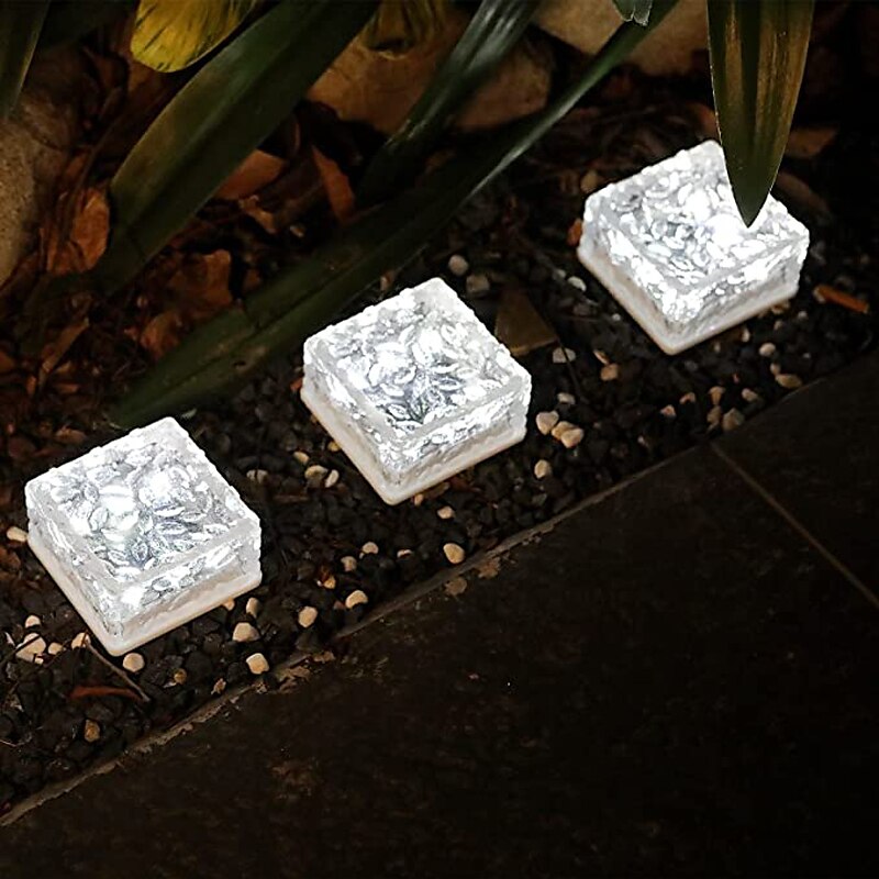 Luci solari per pavimentazione in mattoni 2 pezzi per esterni a led cubetti di ghiaccio luce paesaggistica impermeabile per piastrelle da pavimento per giardino patio passaggio stagno decorazione del 2025 a $27.99 –P7