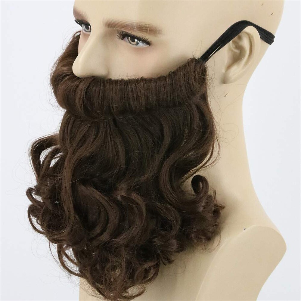 perucă și barbă vrăjitor lemarnia păr lung și ondulat pentru petrecere cosplay perucă maro închis peruci de halloween 2025 - $26.99 –P4