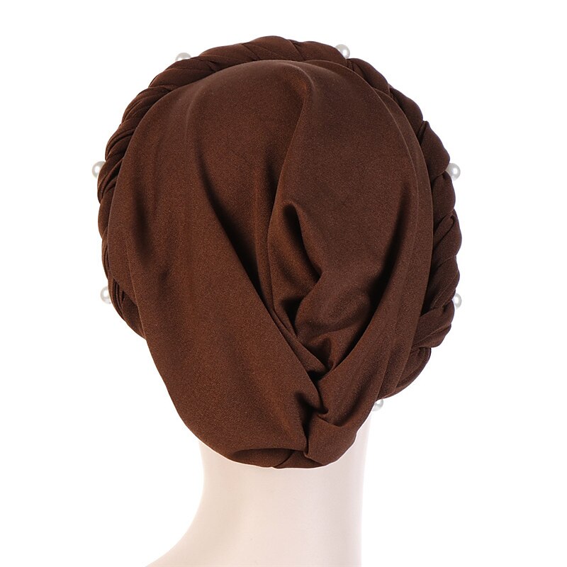 femmes de mode perles musulman écharpe hijabs chapeau femmes inde chapeau solide turban chapeau wrap cap tête écharpe foulard chapeau femelle cheveux accessoires de 2025 ? $8.99 –P10