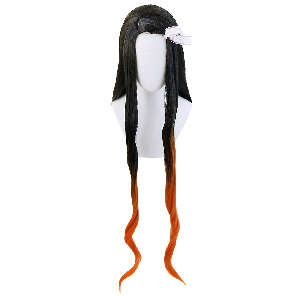 Women's Nezuko Cosplay Wig Long Black Gradient Orange Wave Hair Halloween Wigs 2025 - $26.99 –P3