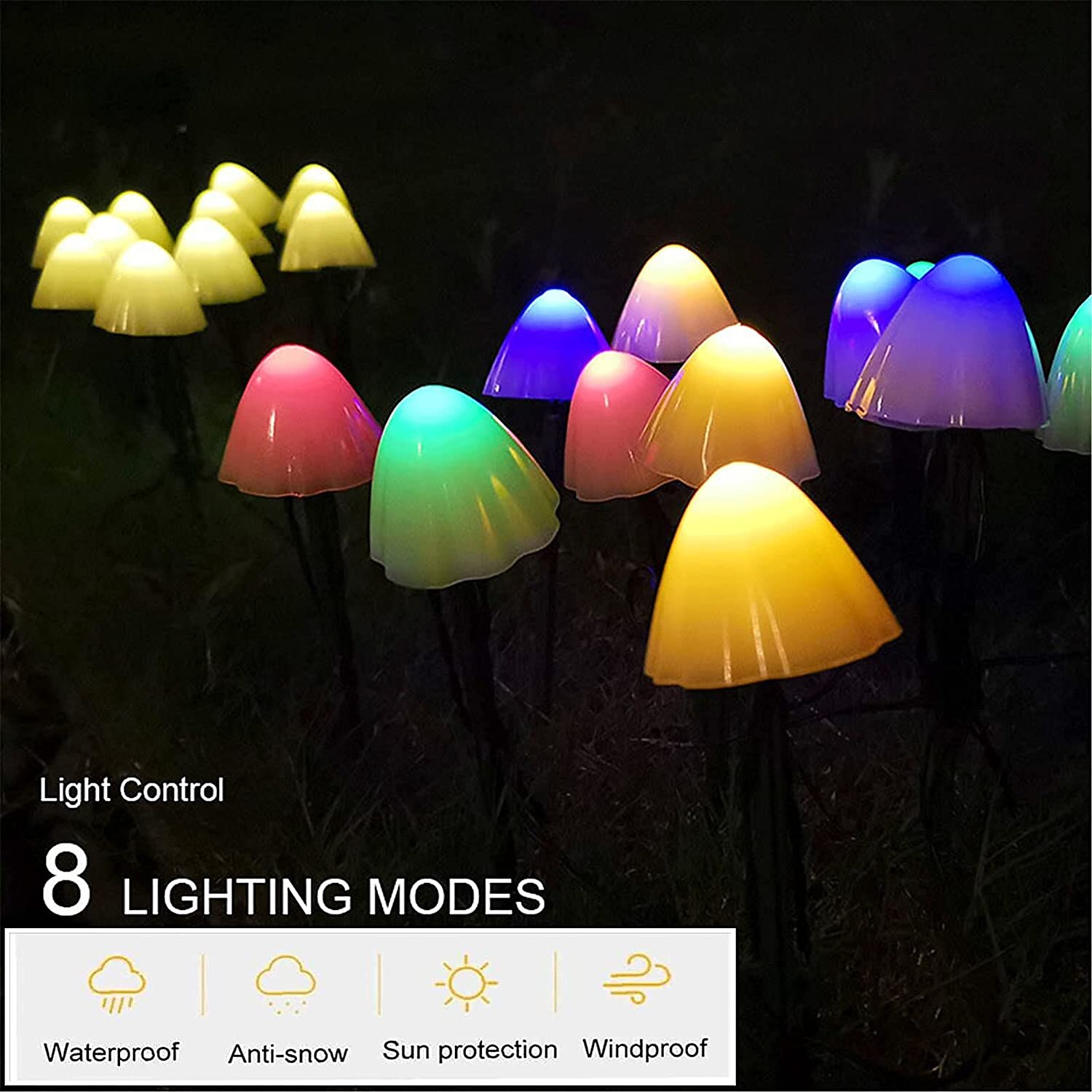 LED Solar String Light Outdoor Garden Decoration Mushroom Lights IP65 Waterproof Garland Patio Decor Outdoor Solar Lights Fairy Light 2025 - $22.99 –P5