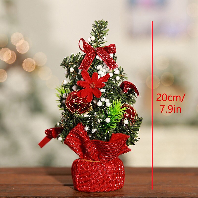 20cm Mini Christmas Tree Flower Table Decor Festival Party Ornaments Xmas Gift 