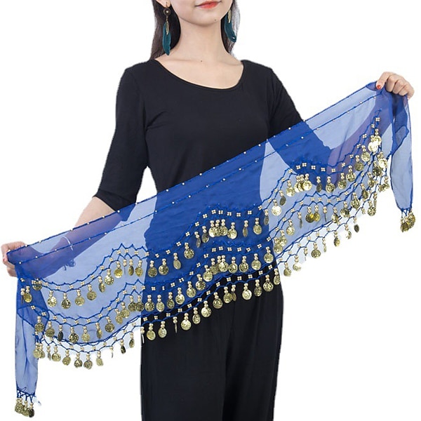 Belly Dance Hip Scarf Coin Sequin Women's Training Chiffon / Ballroom Gold Coin Belt 2025 - $8.49 –P2