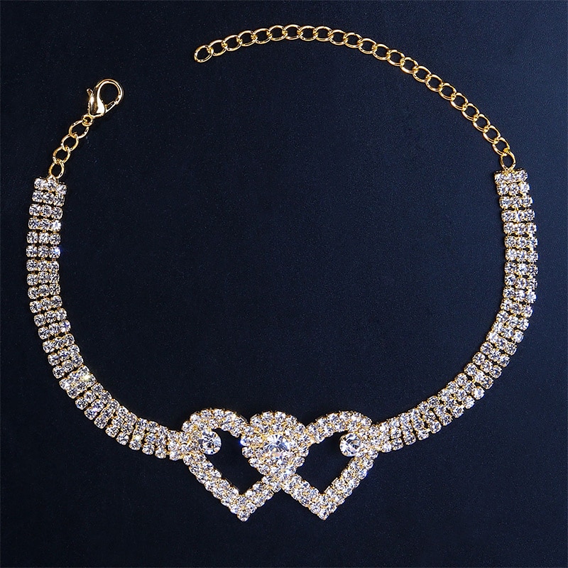 kvinners rhinestone hjerte ankelarmbånd festgaver bryllup / gull / sølv / vår / sommer 2025 - $8.49 –P4
