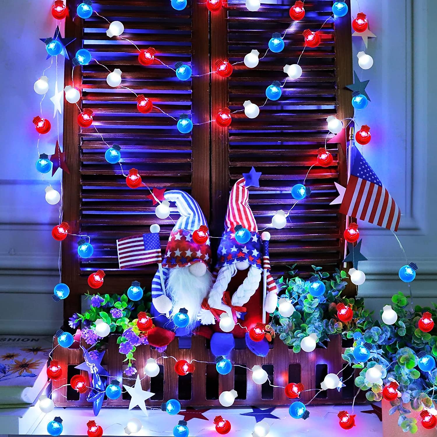 светодиодные гирлянды 4 м / 10 футов 40 светодиодных украшений красный белый синий волшебный свет на батарейках медная проволока патриотические украшения 2026 - $21.71 –P10