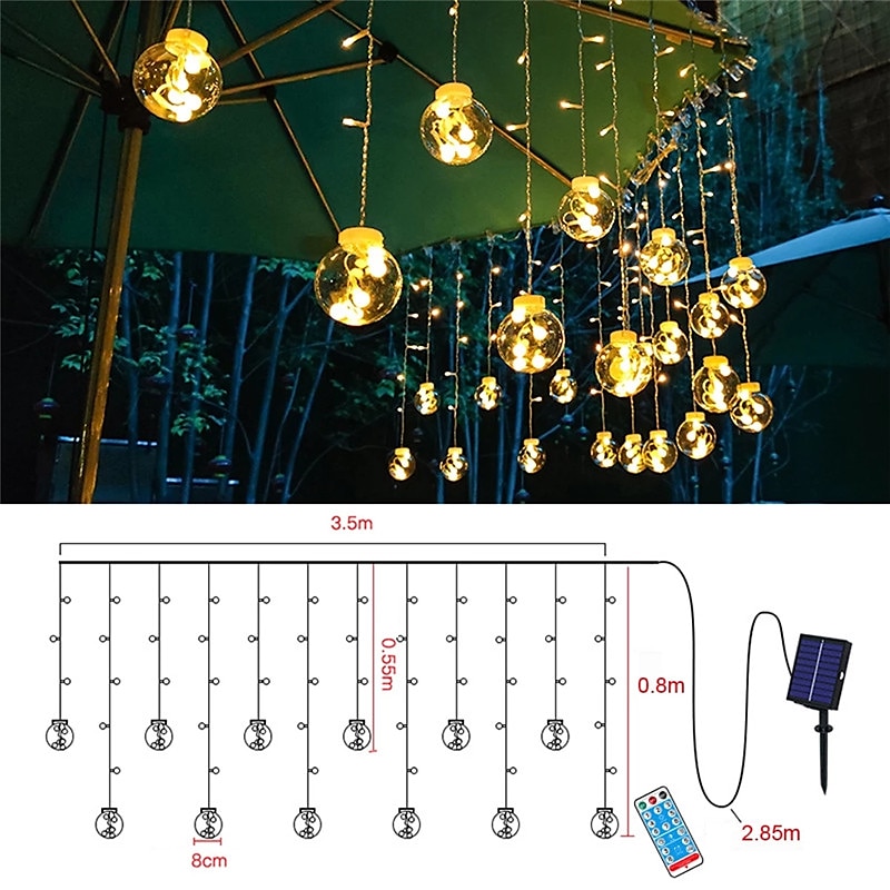 energia solare led sfera dei desideri stringa di luce fata flessibile filo di rame stringa di luce per tenda per giardino cortile vacanza festa di natale illuminazione decorativa colorata del 2025 a $58.99 –P8