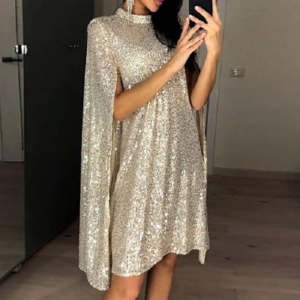 Elegancja Ryczące 20s 1920 roku Nad kolano Sukienka w stylu lat 20-tych Sukienka Peleryna Rękawy Splicie Gość weselny Cekiny Damskie Nowy Rok Walentynki Bal maskowy Ślub Gość weselny Wydarzenie 2025 - $60.99 –P3