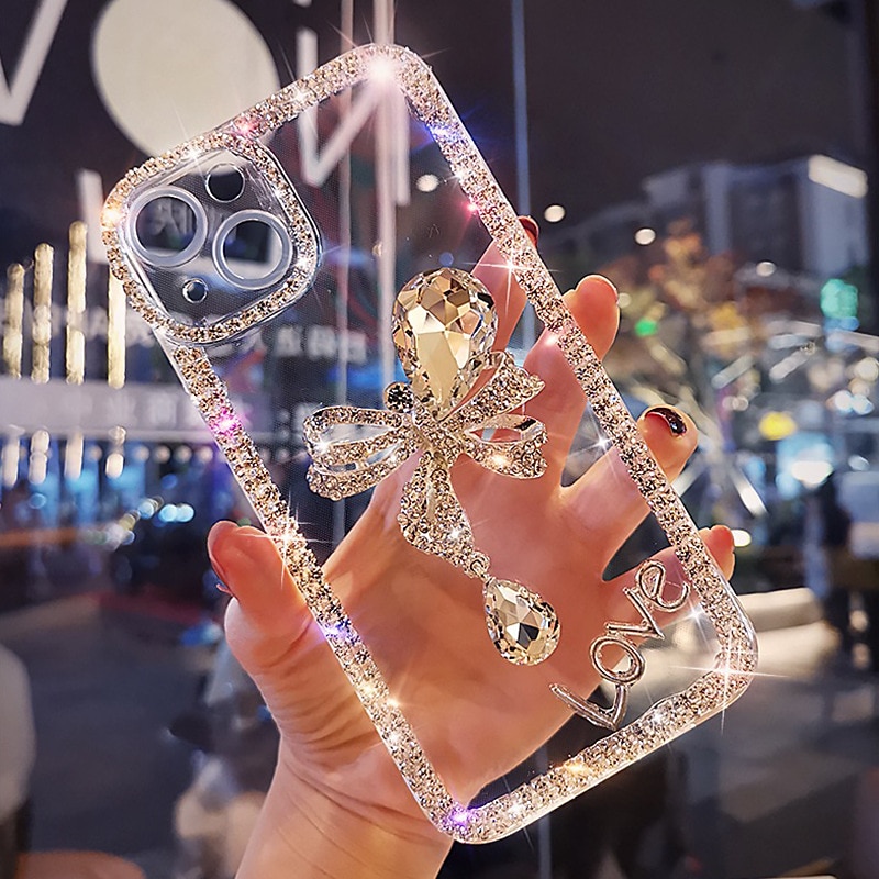 Чехол для iPhone 16e iPhone 15 Pro Max Plus iPhone 14 13 12 11 Pro Max Mini X XR XS Max 8 7 Plus Защитный чехол кристально чистый для женщин девочек блестящий блестящий ударопрочный бабочка с 2025 - $15.99 –P1