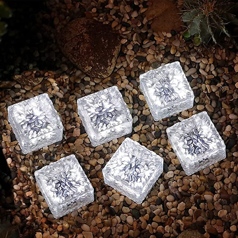 Luci solari per pavimentazione in mattoni 2 pezzi per esterni a led cubetti di ghiaccio luce paesaggistica impermeabile per piastrelle da pavimento per giardino patio passaggio stagno decorazione del 2025 a $27.99 –P8