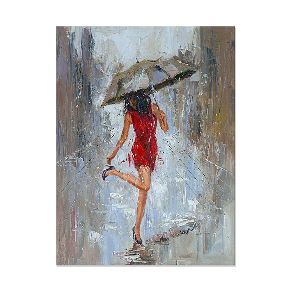 Handmade obraz olejny na płótnie wall art decoration rysunek portret kobiety z parasolem do wystroju domu walcowane bezramowe nierozciągnięte malarstwo; 2026 - $94.99 –P6