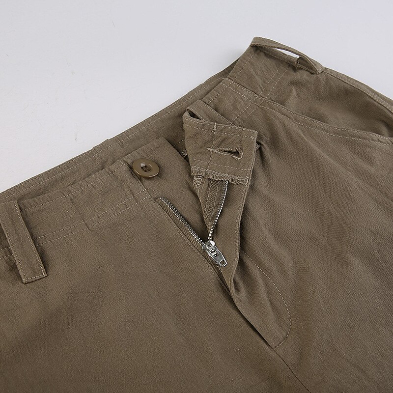 Women's Shorts Trousers Cotton Blend Mid Waist Cargo Casual Micro-elastic Knee  Length Comfort Plain Brown S 2024 - $32.99